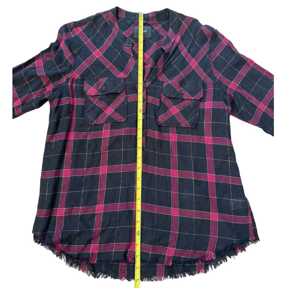 Rails Redding Frayed Plaid Button-Down Shirt, Bla… - image 4